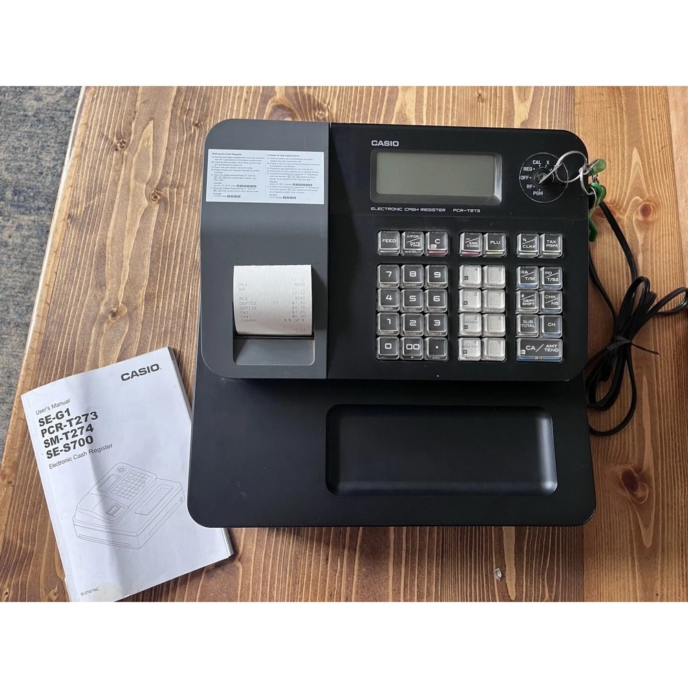 Casio PCR-T273 Electronic Cash Register OP Drawer Keys Tested And Works
